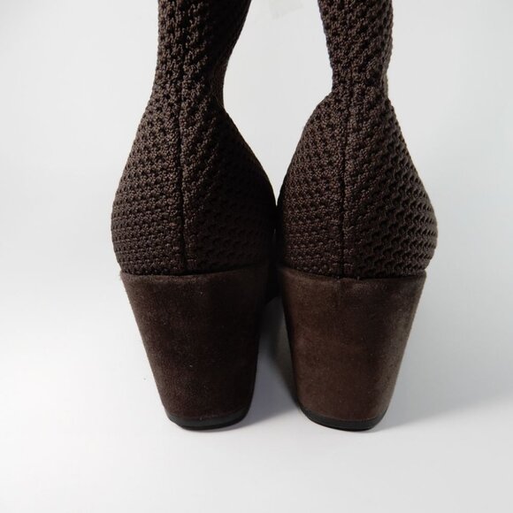 EILEEN FISHER Kasana Tall Wedge Stretch Knit Socks BOOTS 8.5 Chocolate Brown NEW - Picture 12 of 15